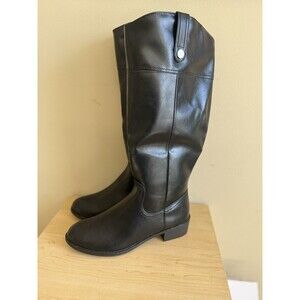 St. John Bay Tall Boots Black With Silver Hardware 9M NWT
